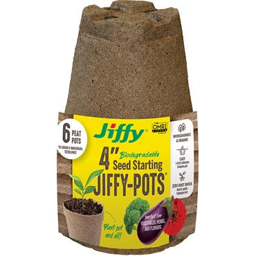Jiffy® Peat Pot, 4" Round - 6 pack