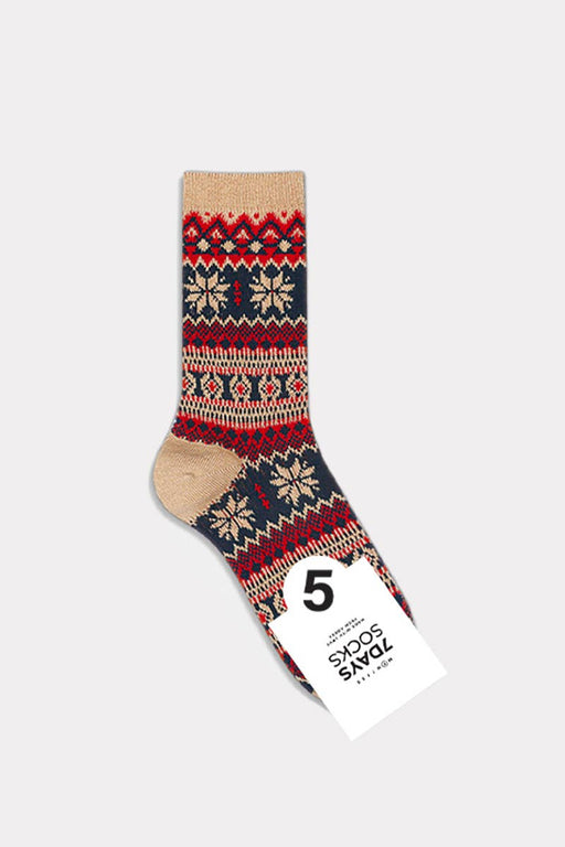 Women’s Winter Thick Knit Nordic Cabin Crew Socks - Snow: W-L-078-5