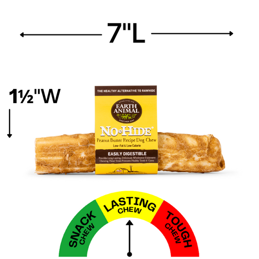 Earth Animal Peanut Butter No-Hide® Wholesome Dog Chews - Medium, 7"