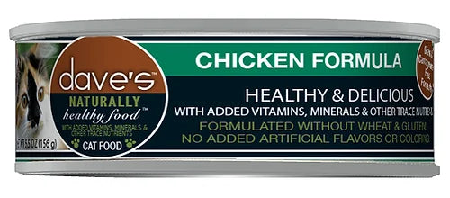 Dave's Naturally Healthy Grain Free Chicken Formula Canned Cat Food 5.5 oz