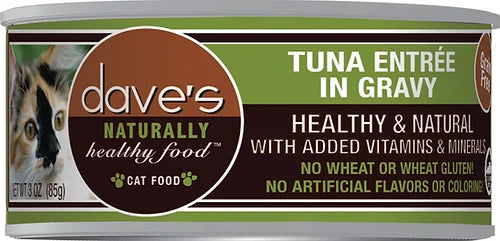 Dave's Naturally Healthy Grain Free Tuna Entrée in Gravy Canned Cat Food 5.5 oz