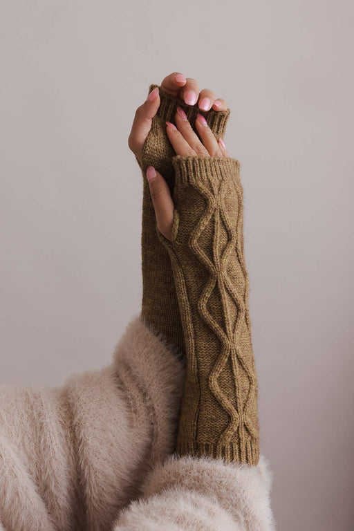 Aran Soft Knitted Arm Warmer: Dijon