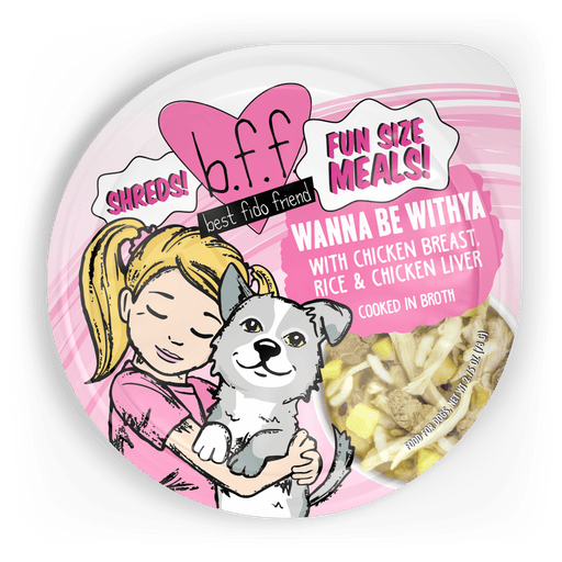 Weruva BFF Wanna Be Withya with Chicken Breast, Rice, Chicken Liver Dog Food - Cooked in Broth (2.75 oz Cup)