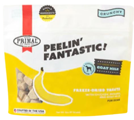 Primal Peelin' Fantastic Chicken, Banana & Goat Milk Freeze-Dried Dog Treats, 2oz