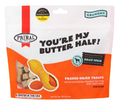 Primal You're My Butter Half Chicken, Peanut Butter & Goat Milk Freeze-Dried Dog Treats, 2oz