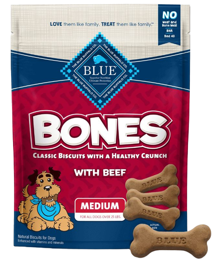 BLUE™ Bones Crunchy Dog Biscuits, Medium Bones with Real Beef, 16oz
