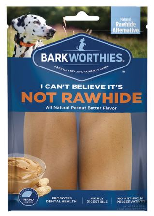 Barkworthies Dog Not Rawhide Rolls Peanut Butter Small 2 Pack