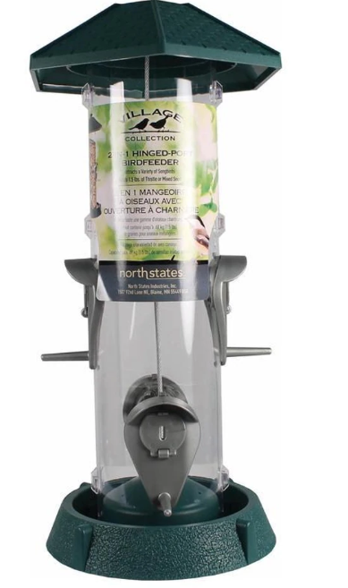 2-in-1 Hinged-Port Bird Feeder - 1.5lb capacity - Multiple Colors