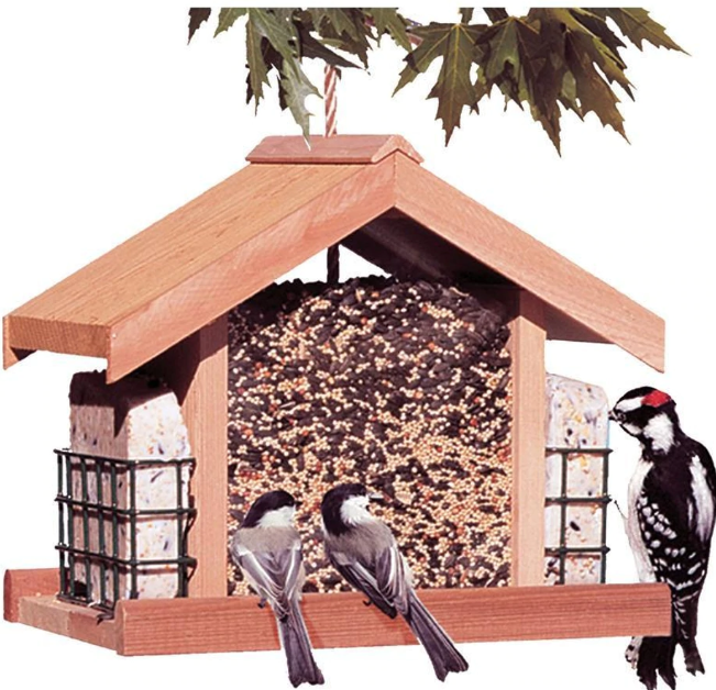Deluxe Cedar Chalet Feeder with Suet Cages