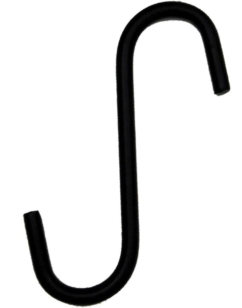 S-Hook Extension Hook with 1 inch opening, Black - Multiple Sizes