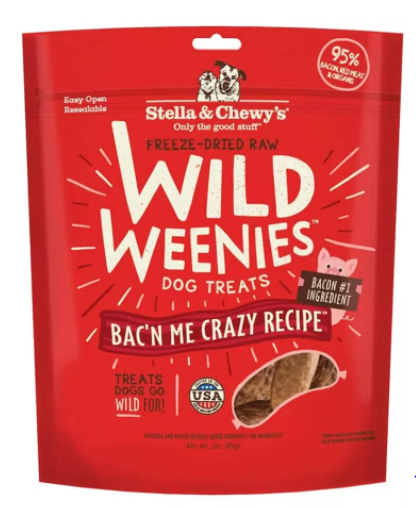 Stella & Chewy's Wild Weenies Bac'n Me Crazy Recipe Freeze Dried Raw Dog Treats