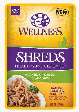 Wellness Healthy Indulgence® Shreds Chicken & Turkey Wet Cat Food, 3oz Pouch