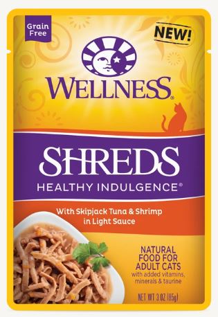 Wellness Healthy Indulgence® Shreds Tuna & Shrimp Wet Cat Food, 3oz Pouch