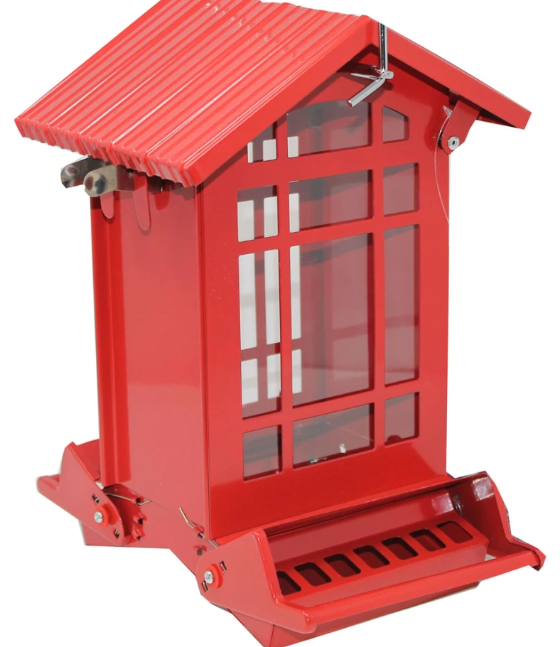 Chateau Squirrel-Resistant Seed Feeder, Red, 7lb capacity