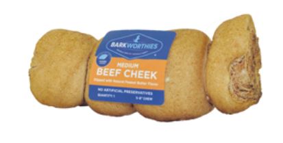 Barkworthies Dog Grain Free Beef Cheek Dipped Peanut Butter Medium