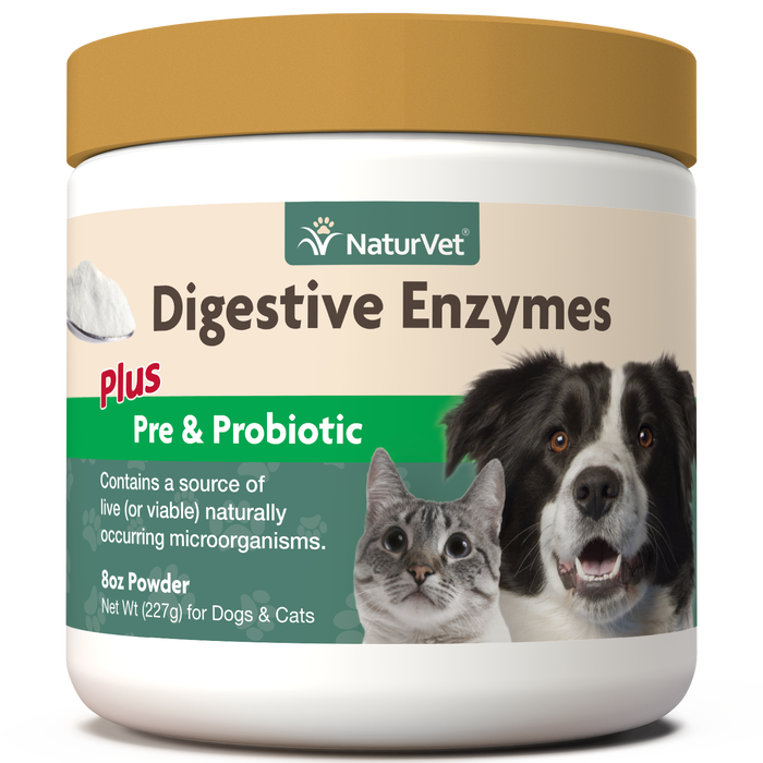 Naturvet Digestive Enzymes Powder with Prebiotics & Probiotics for Dogs & Cats
