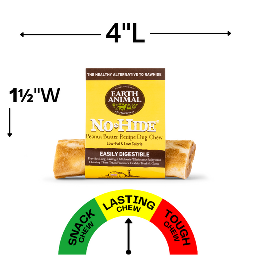 Earth Animal Peanut Butter No-Hide® Wholesome Dog Chews - Small, 4"