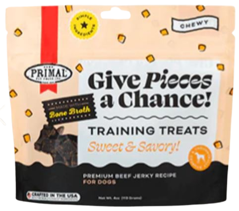 Primal Give Pieces a Chance Dog Treats, Beef Jerky, 4oz