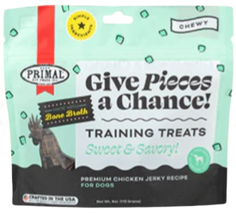 Primal Give Pieces a Chance Dog Treats, Chicken Jerky, 4oz