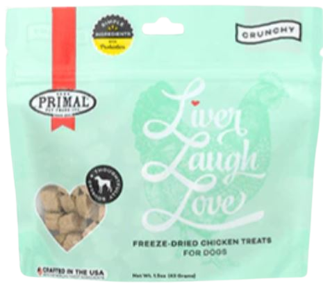 Primal Liver Laugh Love Freeze-Dried Dog Treats, Chicken, 1.5oz