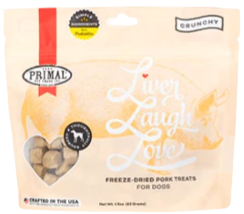 Primal Liver Laugh Love Freeze-Dried Dog Treats, Pork, 1.5oz