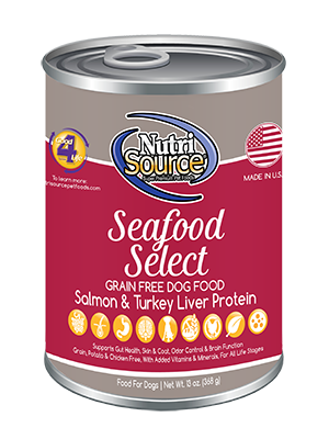 NutriSource Seafood Select Healthy Grain Free Wet Dog Food, 13oz can