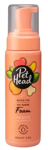 Pet Head Quick Fix No Rinse 2-in-1 Foam, Peach, 6.7oz