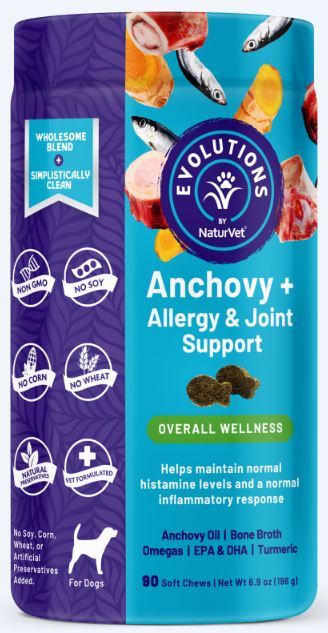 NaturVet Evolutions - Anchovy + Allergy & Joint Support Soft Chews for Dogs