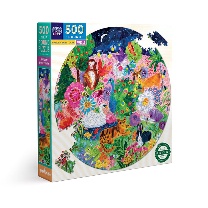 Garden Sanctuary 500 Piece Round Adult Jigsaw Puzzle
