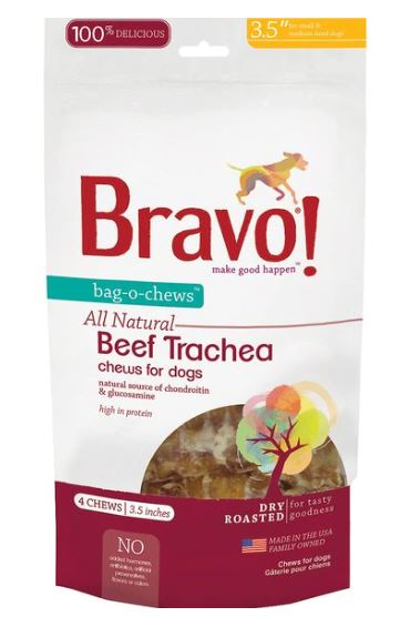 Bravo! Bag-O-Chews Dry Roasted Beef Trachea Dog Treats