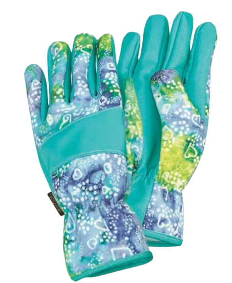 Laurel Burch Work Gloves, Blue Green Batik