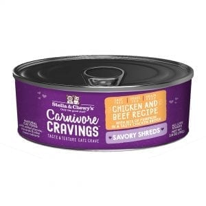 Stella & Chewy's Carnivore Cravings Savory Shreds Chicken & Beef Recipe Canned Cat Food