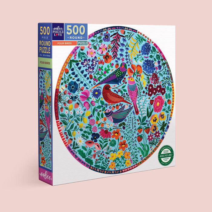 Four Birds 500 Piece Round Puzzle