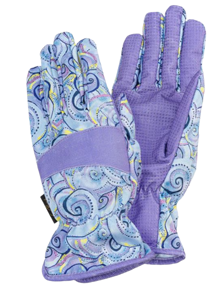 Laurel Burch Work Gloves, Lavender Swirls