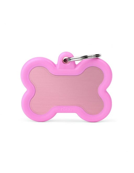 Id Tag - Hushtag Collection - Aluminium Pink Bone With Pink Rubber