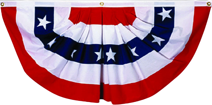 American Flag Banner, 1 1/2'x3' Mini Pleated Banner With Stars