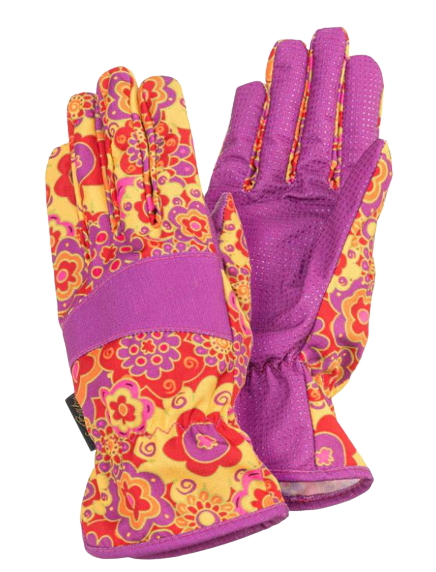Laurel Burch Work Gloves, Red Floral