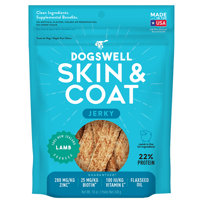 Dogswell Skin & Coat Jerky Treats, Lamb, 10oz