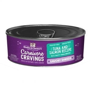 Stella & Chewy's Carnivore Cravings Savory Shreds Tuna & Salmon Recipe Canned Cat Food