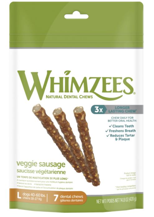 Whimzees Veggie Sausage Dental Chew Dog Treats - 14.8oz