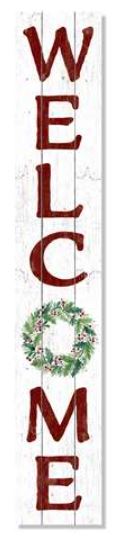 Porch Board, Welcome Christmas Wreath, 46.5"x8"