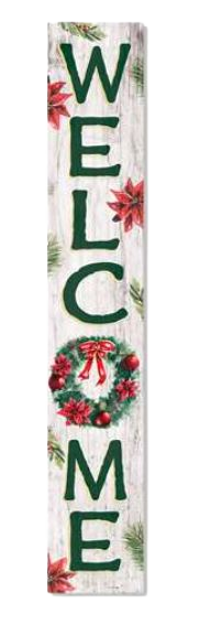 Porch Board, Welcome Holiday Wreath, 46"x8"